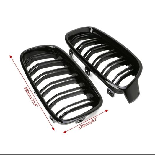 BMW F30 F31 F35 3 Series 2012-2017 Kidney Twin Grill Grille Gloss Black Dual Line