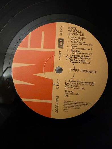 Cliff Richard RocknRoll Juvenile 1979 Irish Vinyl LP EMC 3307