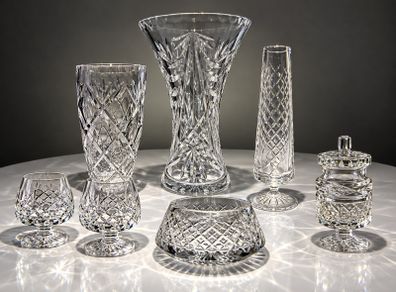 Vintage Cut Lead Crystal Collection incl. a piece of Galway Crystal - 7 Pieces