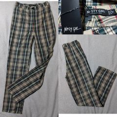Nasty Gal Check Trousers, New With Tags