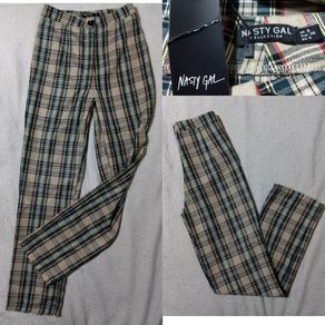 Nasty Gal Check Trousers, New With Tags