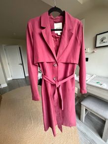 Monki trench coat in beautiful light cherry pink