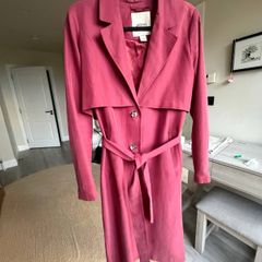 Monki trench coat in beautiful light cherry pink