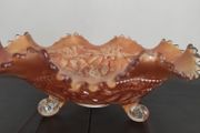 Vintage Carnival Glass Marigold Lustre 3 Footed Bowl