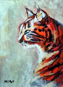 Rusnya The Cat - A3 Burnt Orange Cat Portrait on Paper