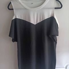 Black and White cold shoulder top
