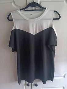 Black and White cold shoulder top