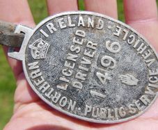 Antique Northern Ireland Licensed Driver 1496  (6" X 3")