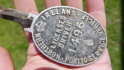 Antique Northern Ireland Licensed Driver 1496  (6" X 3")