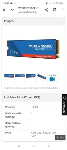 1Tb SanDisk WD Blue SN5100