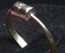 Vintage 18ct Gold Modernist Diamond Ring Two Tone Size 54.5