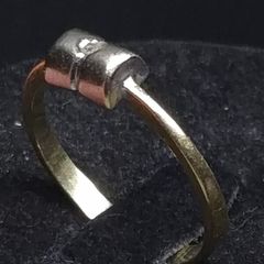 Vintage 18ct Gold Modernist Diamond Ring Two Tone Size 54.5