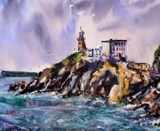 bailey lighthouse howth watercolour