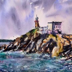 bailey lighthouse howth watercolour