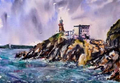bailey lighthouse howth watercolour