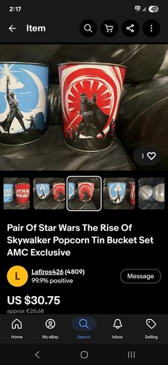 2 star Wars Rise of the skywalker popcorn buckets