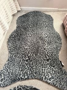 Grey leopard print rugs x2