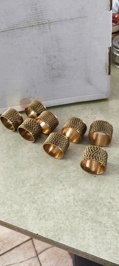 Vintage Copper Brass Gold Braided Napkin Rings Set Of 8
