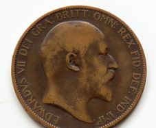 1902 Penny Edward VII bronze coin