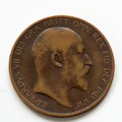 1902 Penny Edward VII bronze coin