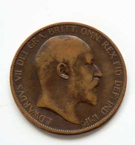 1902 Penny Edward VII bronze coin