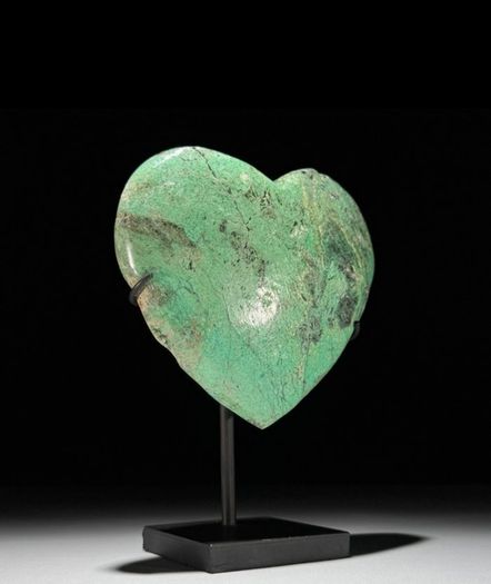 Natural Green Smithsonite Heart Shaped Stone - Mineral
