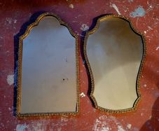 Antique pair of ornate portrait mirrors