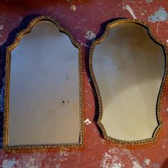 Antique pair of ornate portrait mirrors