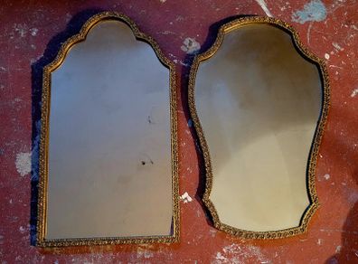 Antique pair of ornate portrait mirrors