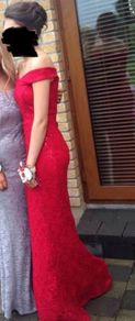Occasion red lace floor length Quiz dress
