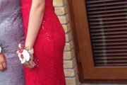 Occasion red lace floor length Quiz dress