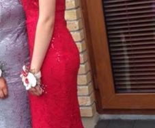 Occasion red lace floor length Quiz dress