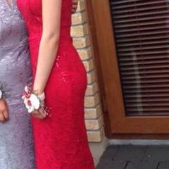 Occasion red lace floor length Quiz dress