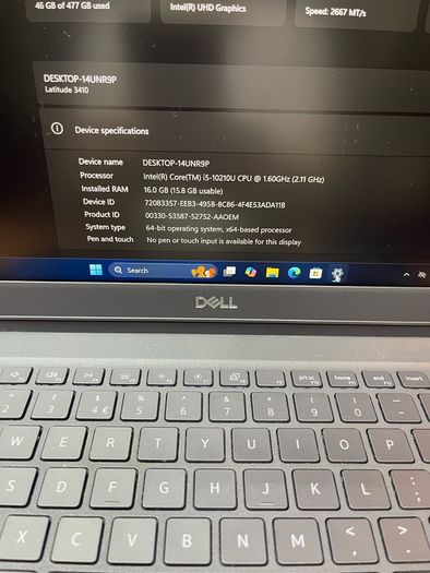 Dell Laptop i5 pro 10gen 16/512 Windows 11