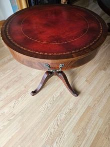 Regency-Style Mahogany Drum Table