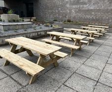 picnic benches