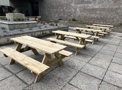 picnic benches