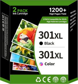 301XL Ink Cartridges Combo Pack Remanufactured for HP 301 301XL Ink Cartridges Black and Colour for Envy 4500 5530 5532 4502 4507 DeskJet 2540 2050 OfficeJet 2620 2622 463 2Pack