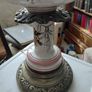 Antique table lamp habd painted ceramic body with ornate brass base works Image 3