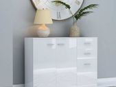 Sideboard High Gloss White 105x30x75 cm Chipboard
