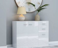 Sideboard High Gloss White 105x30x75 cm Chipboard