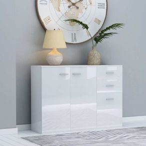 Sideboard High Gloss White 105x30x75 cm Chipboard