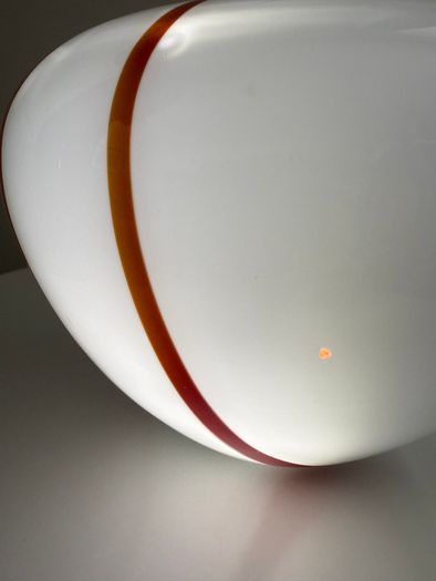 Large White & Red Studio Art Glass Vase