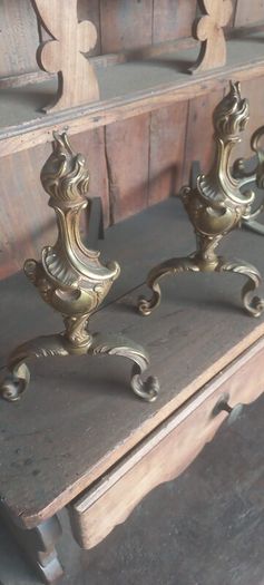Antique Fire Dogs Brass Very Nice condition