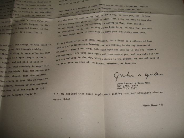 A Love Letter From John Lennon and Yoko New York Times 1979 Repro