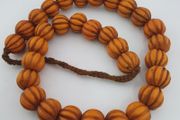 Antique African Orange Melon Shape Glass Beads Strand Necklace