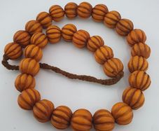 Antique African Orange Melon Shape Glass Beads Strand Necklace