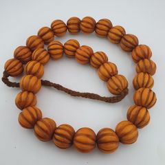 Antique African Orange Melon Shape Glass Beads Strand Necklace