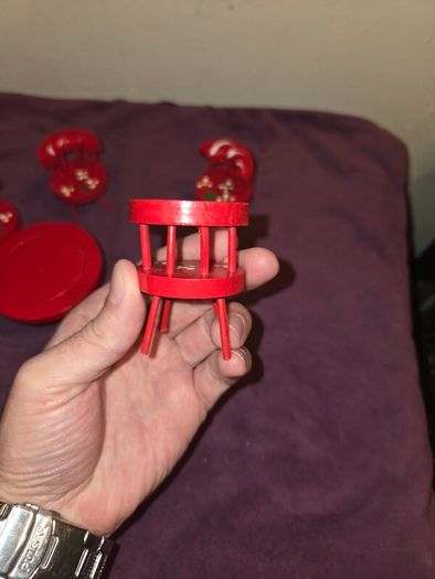 1970's Doll House wooden hand painted Furniture