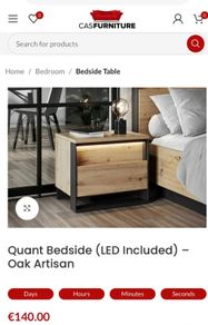 NEW 2x Quant bedside lockers, Oak